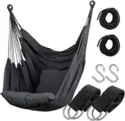 Hammock Chair Hanging Rope Swing Seat for Indoor Outdoor, Sturdy Cotton Weave...