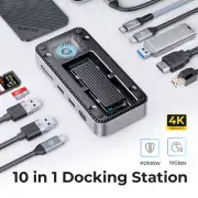 HUB with Cooling Fan M.2 SSD Enclosure External 10Gbps SD TF Docking Station New