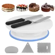 6Pcs Cake Decorating Kit 11inch Cake Rotating Turntable Set with 2 Icing jecxJ