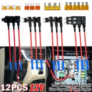12PCS Add A Circuit Fuse Auto Mini Blade Piggy Back Fuse Holder 12V Tap-Micro