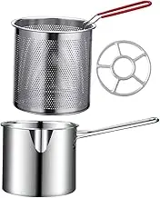BRIGHTFUFU Sturdy Stainless Steel Fryer Pot Basket Mini Deep Fryer Frying Basket Kit for Chips Vegetables Meats