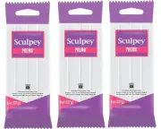 M00564x3 MOREZMORE Premo Sculpey WHITE 8 oz Sculpting Modeling Polymer Clay
