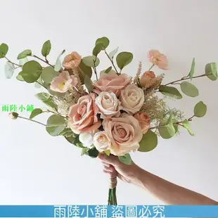 (雨陸小鋪）🎀🎀韓式 唯美 藍色手捧花 新娘捧花 手捧花 仿真花 拍照 婚禮捧花 藍色捧花