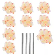 10 Sets Artificial Hydrangea Flower Heads with Stems for Bouquet,Light Yellow