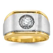 14k Two-tone Gold Men's Polished and Satin 3/8 carat Diamond Complete Ring