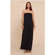 Black Floaty Woven Bandeau Maxi Dress, Black
