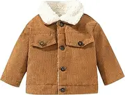[FEOYA] Toddler Corduroy Sherpa Jacket Baby Boy Girl Fleece Lined Jackets Winter Fall Thermal Coat Lightweight Warm Outwear Long Sleeve Infant Kids Children Clothes for 0-3 years