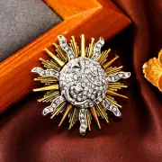 Vintage Sun Flower Crystal Classic Brooches Pins Retro Design Rhinestone