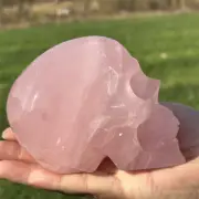 1.08kg Natural Rose Quartz Carved Skull Quartz Crystal Skull Decor Reiki Gift