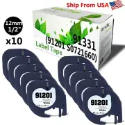 10 PK 91201 Label Tap Used for Dymo Label Maker 350 350D(Black on White)