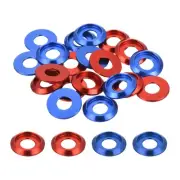 M8 Cone Cup Countersunk Washers, Aluminum for Screw RC,20PCS(Red/Blue)