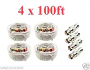 *4x White 100ft Power & Video Cable fIT Security CCTV HD / Zmodo / Swann / Qsee