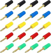 uxcell 20 Pcs 2mm Banana Plugs, 10A 6mm OD 26.5mm Length Speaker Wire Cable Plugs Connectors, Banana Jack Connector for Speaker Wire Audio Cable, 5 Colors