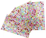 Angoily 4 Sheets Round Rhinestones Nail Art Stickers Gems for DIY Projects Versatile Decoration for Phones Albums and Notebooks Sparkling