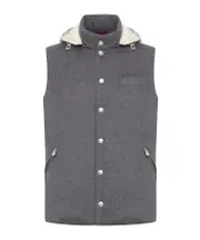Brunello Cucinelli Flannel Hooded Down Vest XL,XXL smoky grey