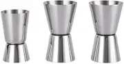 Stainless Steel Spirit Measure, 3Pcs Stainless Steel Shot Measure Drinks Alcohol Gin Jigger Dual Drinks Measuring Cups,Double Jigger Shot Measure Cups Dual Drinks Measuring Cups