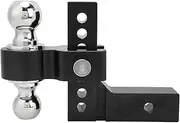 Brilluxa Adjustable Trailer Hitch, 6 Inch Drop Hitch Ball Mount 12500LBS Capacity Stainless Steel for 2in Heavy Truck GTW Traction Hook Receiver (Black)