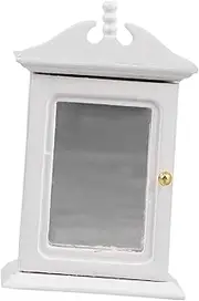 BESPORTBLE Dollhouse Storage Cabinet Miniature Decorative Shelf 1:12 Scale Miniature Furniture Mirror Included Wooden
