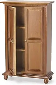 Odoria Dollhouse Closet Miniature Wardrobe: 1/12 Scale Dressing Organizer for Bedroom Vintage - Mini Storage Cabinet Antique for 6 inch Dolls - Tiny Unfinished Furniture Wood Brown