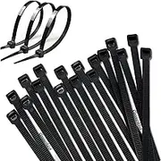 200 Pack Cable Zip Ties, 300 X 5.2mm(12 Inch) Heavy Duty Plastic Wire Ties, Nylon Zip Cable Ties with Self-Locking, Indoor & Outdoor UV Resistant Nylon Tie Wraps, Black