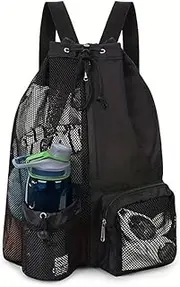Swim Bag Mesh Drawstring Backpack with Wet Pocket for Swimming, Gym, and Workout Gear，30-Liter Capacity