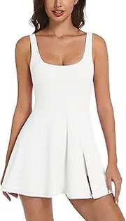 [Topcloset] Womens Tennis Dress Built in Shorts & Bra Athletic Golf Active Workout Dress with Pockets