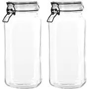 2x Lemon & Lime Fido 2.1L/26cm Glass Clip Jar Canister Storage/Container Clear