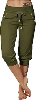 [TANGNADE] Athletic Works Capris for Women Plus Size Cropped Joggers Drawstring Yoga Pants Pockets Soft Sweatpants