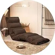 Adjustable Folding Lounge Chairs, Lazy Floor Chair with Headrest and Footrest, Lounge Seat Gaming Reading Chair Sofa for Living Room, Balcony, Home Office(Color:Coffee Color) FANDIAO