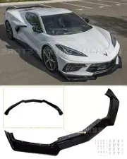 GLOSSY BLACK Front Lip ZR1 Stage 2 Style For 20-Up Corvette C8 Bumper Splitter