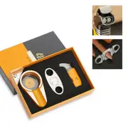 Galiner 2 Jet Cigar Torch Lighter Punch and Cutter With Metal Cigar Ashtray Set