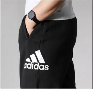 【鞋印良品】adidas 愛迪達 黑色 黑白 大logo 棉質棉褲  DX7473 收腳 褲 長褲 工作褲 束口刷毛棉褲