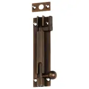 10cm Offset Barrel Bolt, Antique Brass
