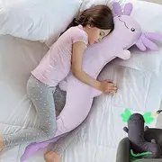 MaoGoLan Large Axolotl Body Pillow, XL Stuffed Animal for Kids, Glow in The Dark, Christmas Valentine Birthday Gift - Purple