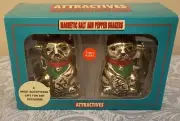 Attractives Golden Maneki Neko Cat Magnetized Salt & Pepper Shakers Pacific Gift