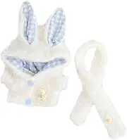 harayaa 15cm-17cm Plush Doll Clothes Doll Costume Hoodie with Scarf Soft Stuffed Animals Clothes Photo Props Cute Doll Outifit , White