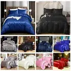 Soft Satin Silk Doona Quilt Duvet Cover Set Queen King Size Bedding Pillowcases