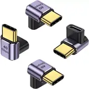 90 Degree USB-C Male to USB-C Female Adapter (4 Pack), Type-C up and down Right