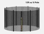 Round Trampoline Safety Net Replacement for 12FT 8 Pole Round Trampoline Outdoor