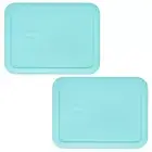 Pyrex 7210-PC Sun Bleached Turquoise Food Storage Replacement Lid Cover (2-Pack)