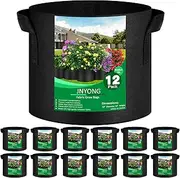 JNYONG 12-Pack 5 Gallon Thickened Non-Woven Grow Bags, Aeration Fabric Pots with Handles