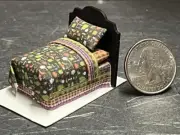 Dollhouse Miniature Bed Black L 1:48 Quarter inch scale 1/4 F210 Dollys Gallery