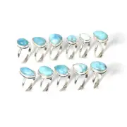 Wholesale 11pc 925 Solid Sterling Silver Blue Larimar Ring Lot M526