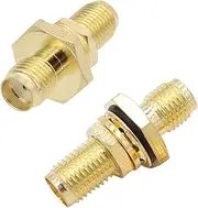 exgoofit SMA Female to Female Adapter 2-Pack Waterproof SMA Bulkhead Panel Mount Connetor, SMA Female Coupler Classic Plug for RF Coaxial Antennas Socket Straight
