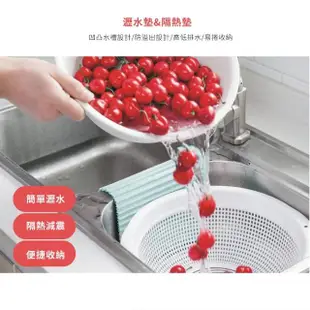 【廚房用品】北歐萬用長形矽膠隔熱瀝水墊(防水 餐桌墊 碗盤瀝水架 防滑墊 防燙手套 洗衣板 微波墊)