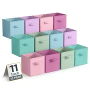 Sorbus 12 Pack Storage Bins - 11 Inch Foldable Fabric Storage Cubes with Handles