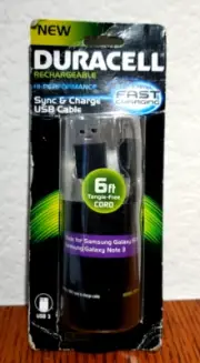 Duracell 6' Fast Charging Sync & Charge USB 3 Cable Samsung Galaxy S5/ Note 3 +