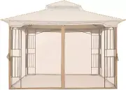 MASTERCANOPY Patio Gazebo Mosquito Netting Screen Walls ONLY (10X10, Beige)