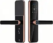 Tuya WiFi Electronic Smart Door Lock with Biometric Fingerprint Card Password Key Unlock USB Emergency Charge(240x22(3585),Rose Gold)