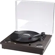 Wood Record Player, 3-Speed Bluetooth Turntable and Belt Drive Vinyl Player with Built-in Speakers, Headphone/RCA Audio Output,Walnut Wood Color